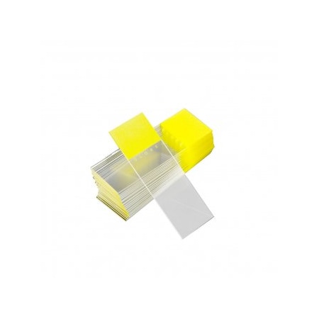 Globe Scientific Diamond White Glass Microscope Slides, Frosted, Charged, Yellow, 1440/PK 195615-Y
